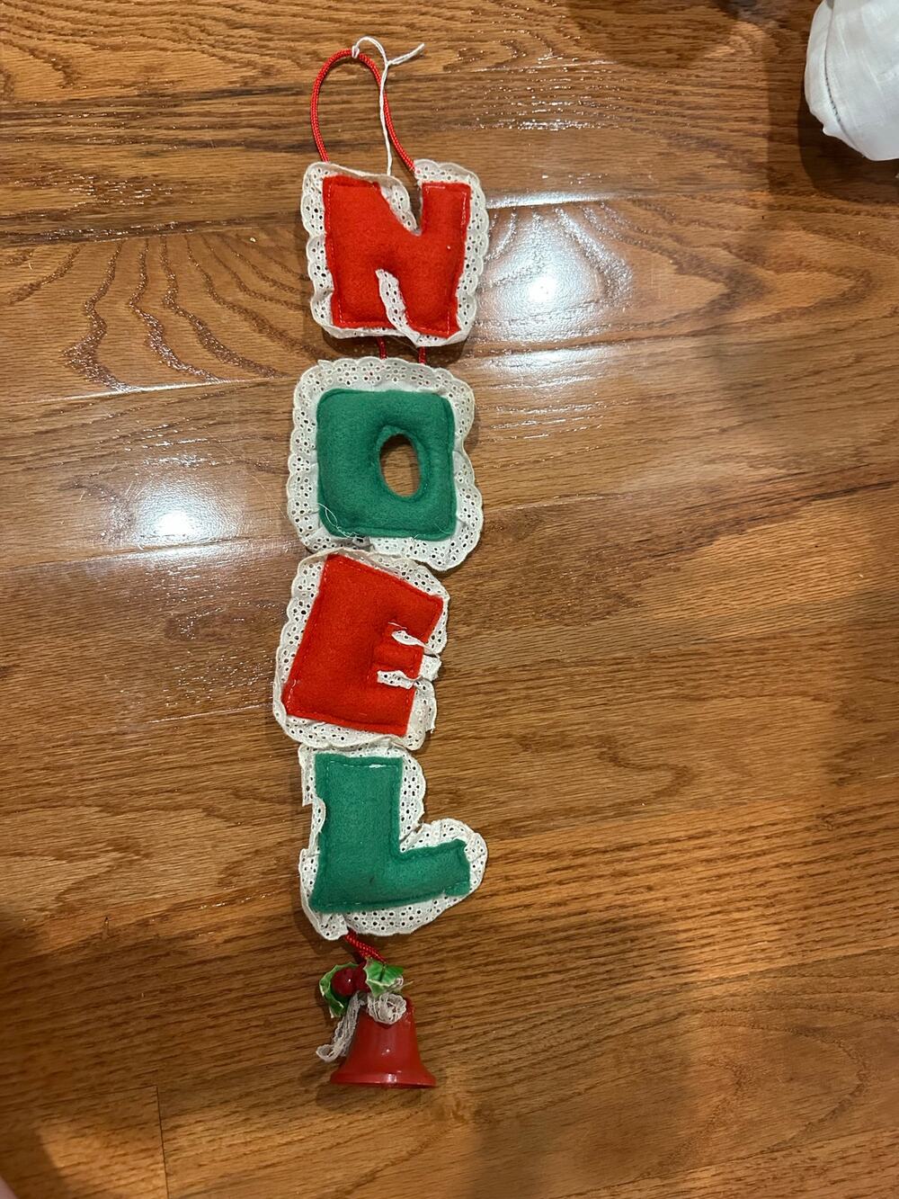 Vintage Handmade Noel Doorhanger with Bell